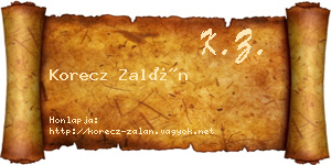 Korecz Zalán névjegykártya